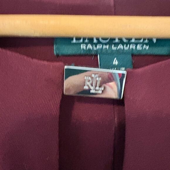 Lauren Ralph Lauren Burgundy Ruched Sheath Dress Size 4 - Picture 5 of 10